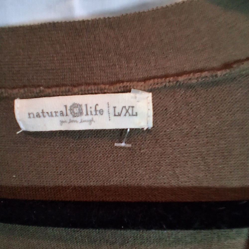 NATURAL LIFE Olive Green Cardigan with White and Yellow Daisy - Picture 4 of 5